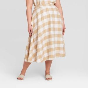 NWT Plaid Circle Midi Skirt